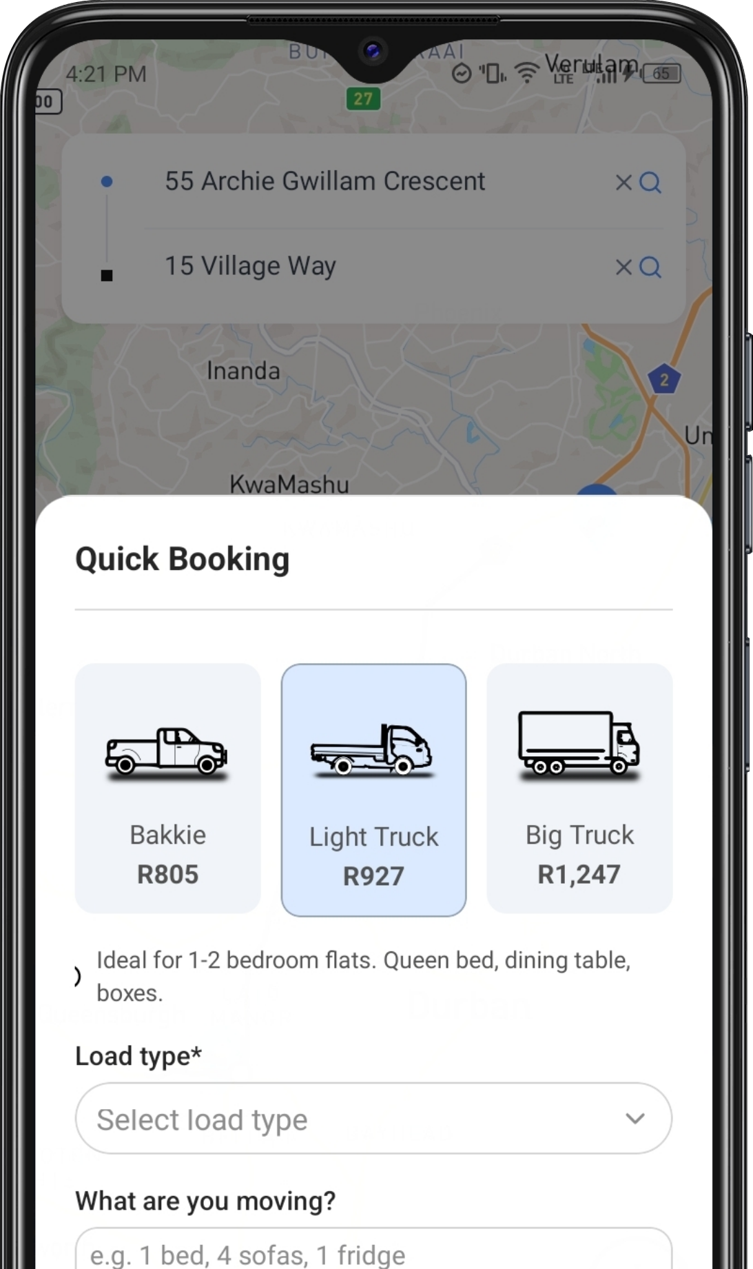Zorq Mobile App Booking Process